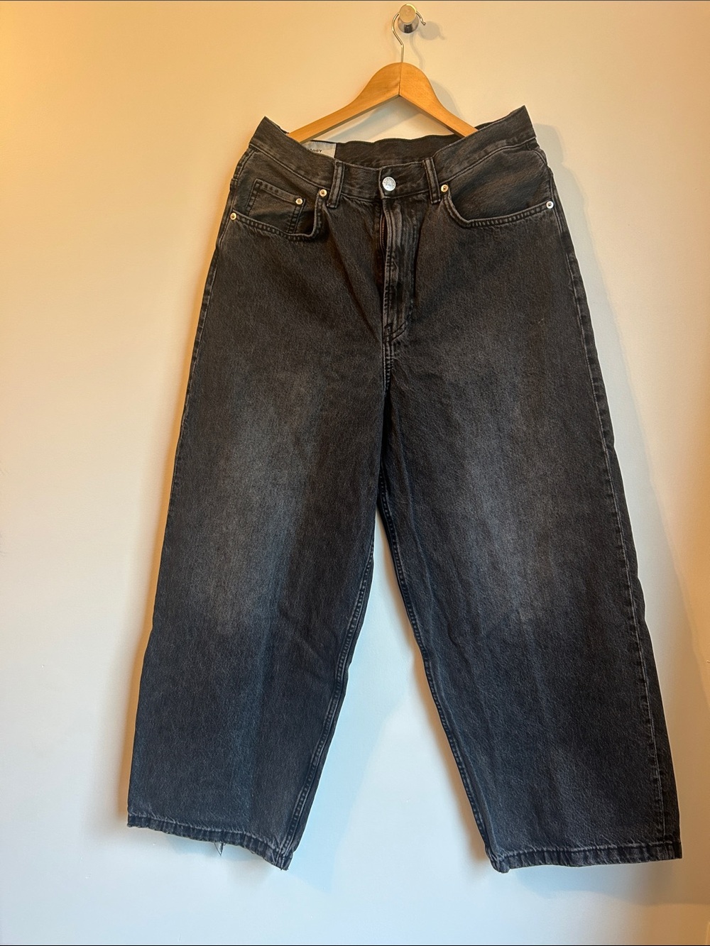 H&M Men's Super Baggy 100% Cotton Washed Black Skate Jeans 30x32